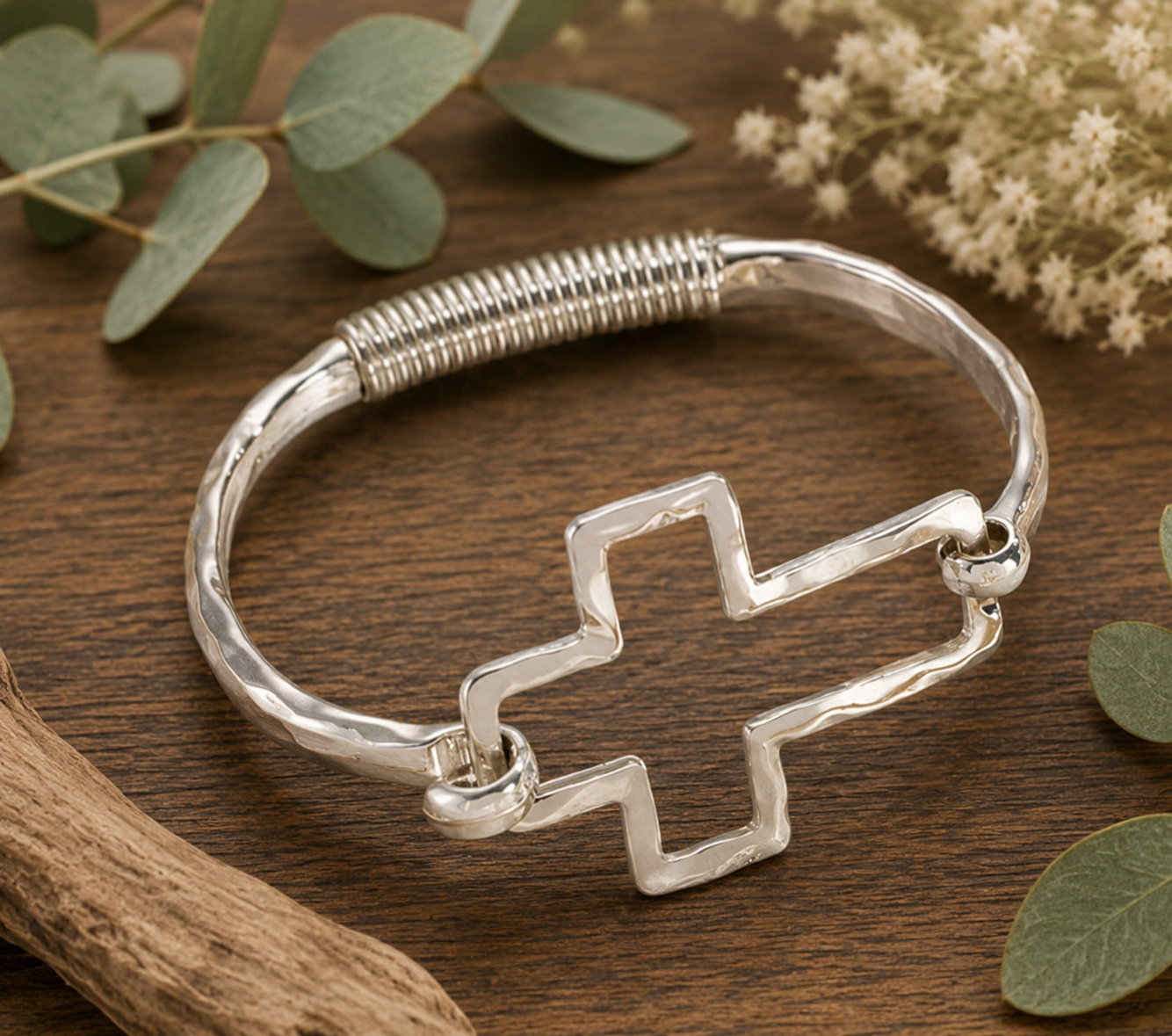 Faith Unshaken Silver Cross Bracelet