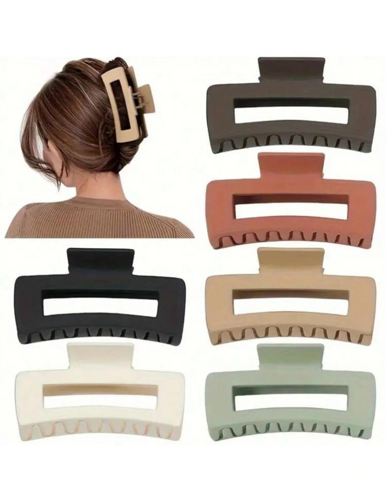 Large Minimalist Square Hair Claw Clip-set of 3