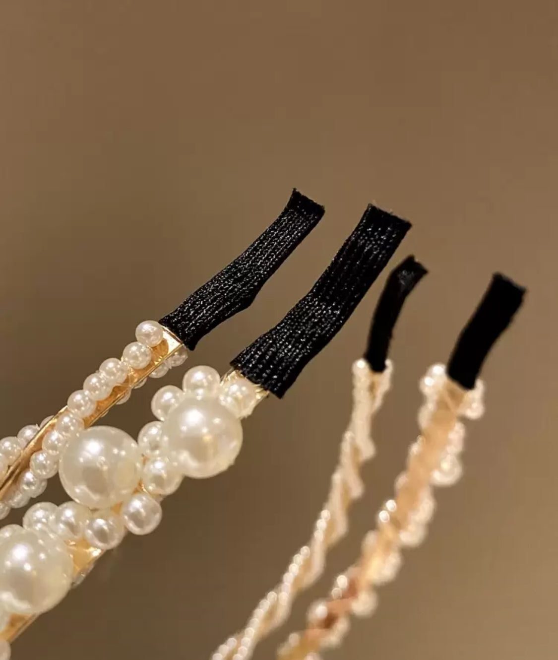 Set of 2 Thin Pearl Headbands-Varying Designs