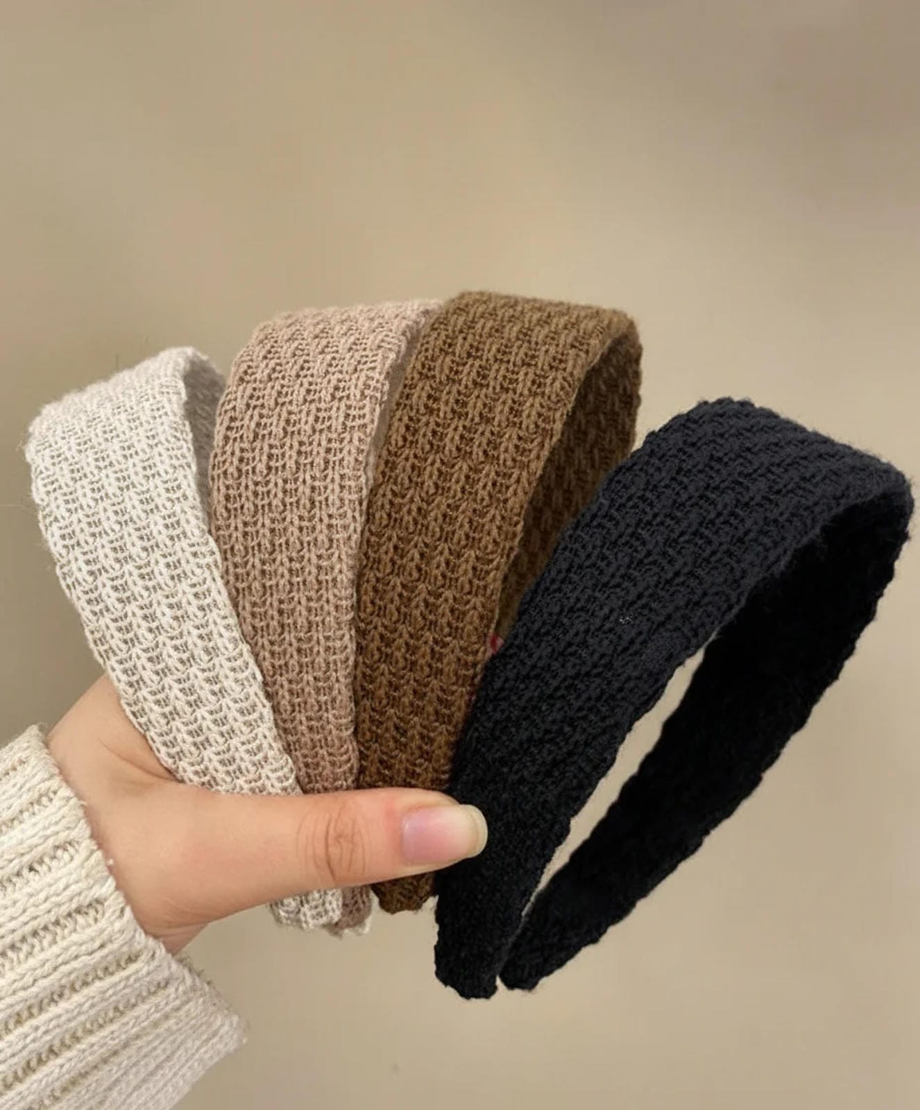 Knitted/Woven Wide Headbands – Neutral Collection