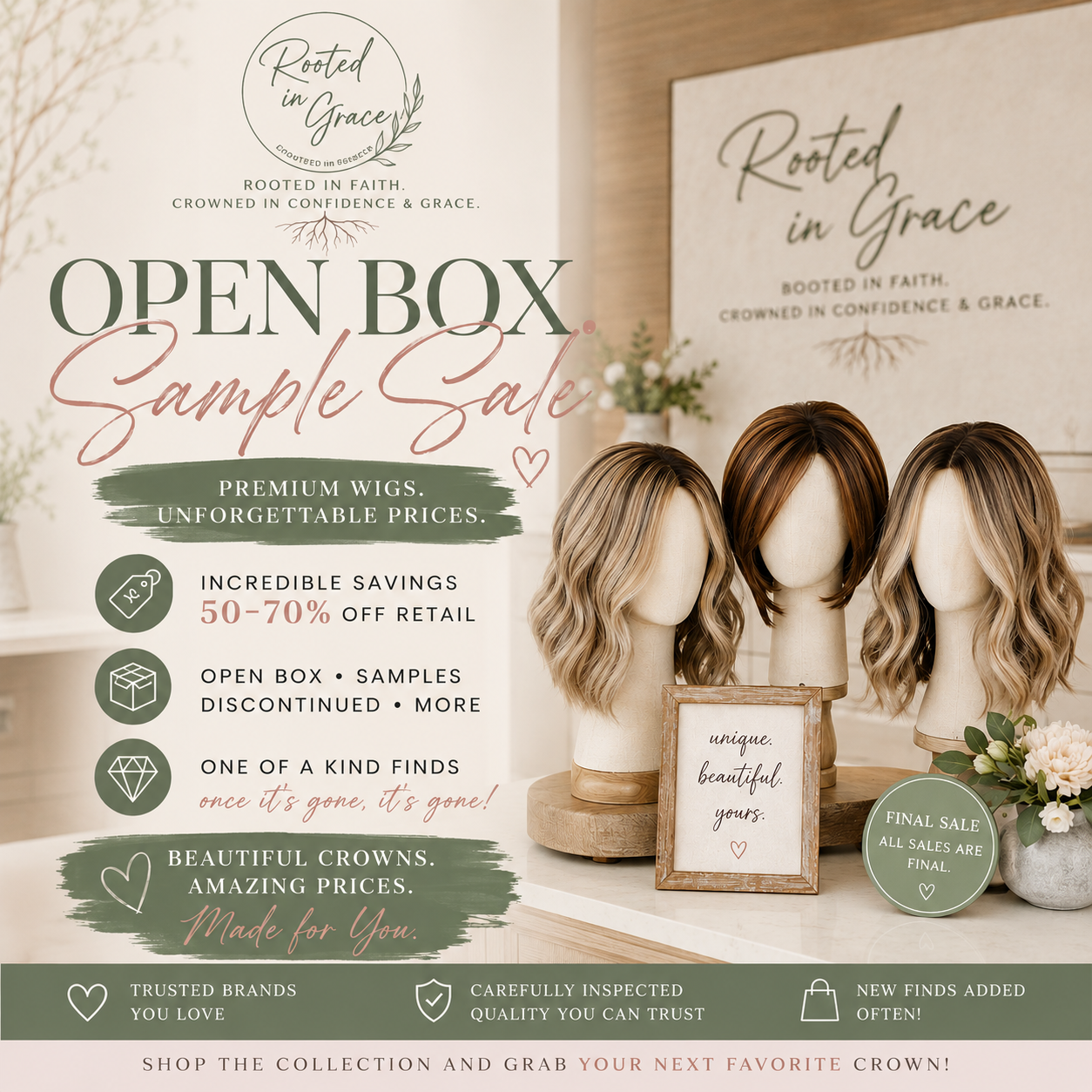 OPEN BOX AND SAMPLE WIGS
