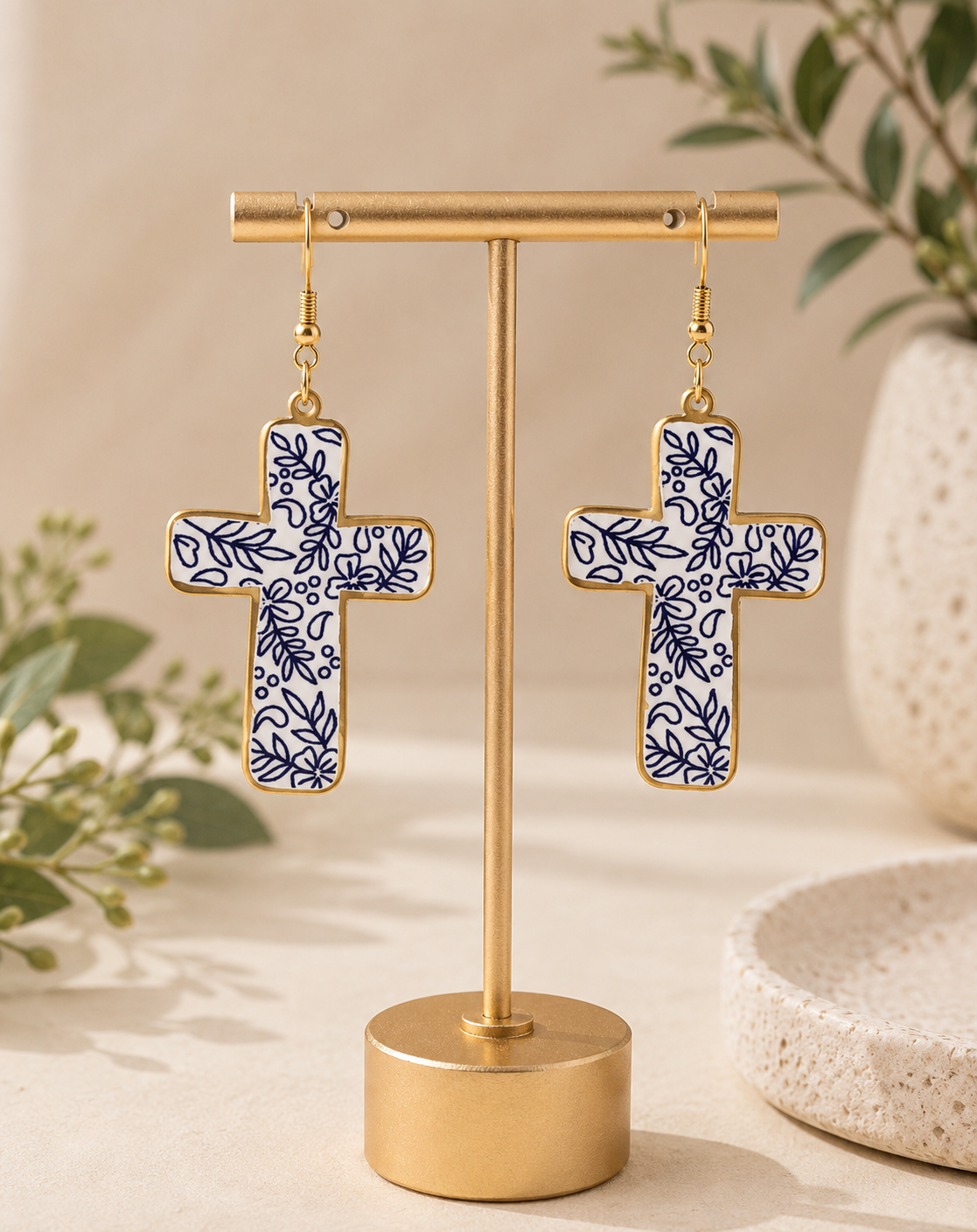 Jewelry:  Let Grace Bloom Cross Earrings