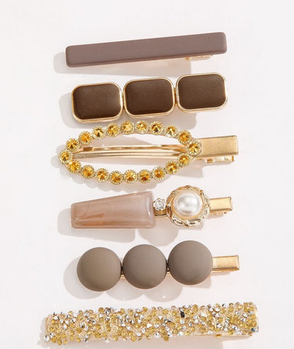 Clips:  Pearl - 6 PC Set in Assorted Colors