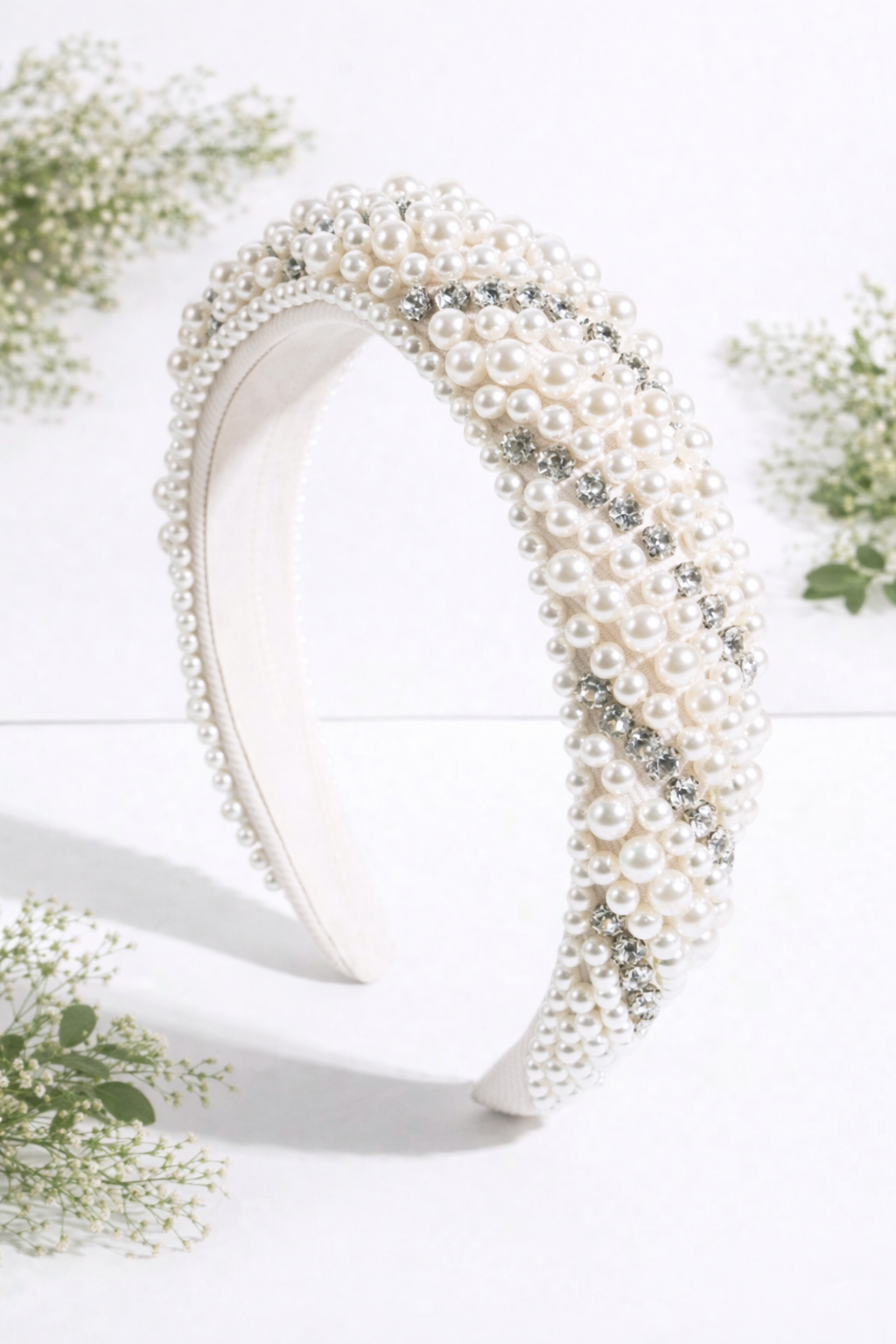 Headband:   Pearl and Crystal Handmade