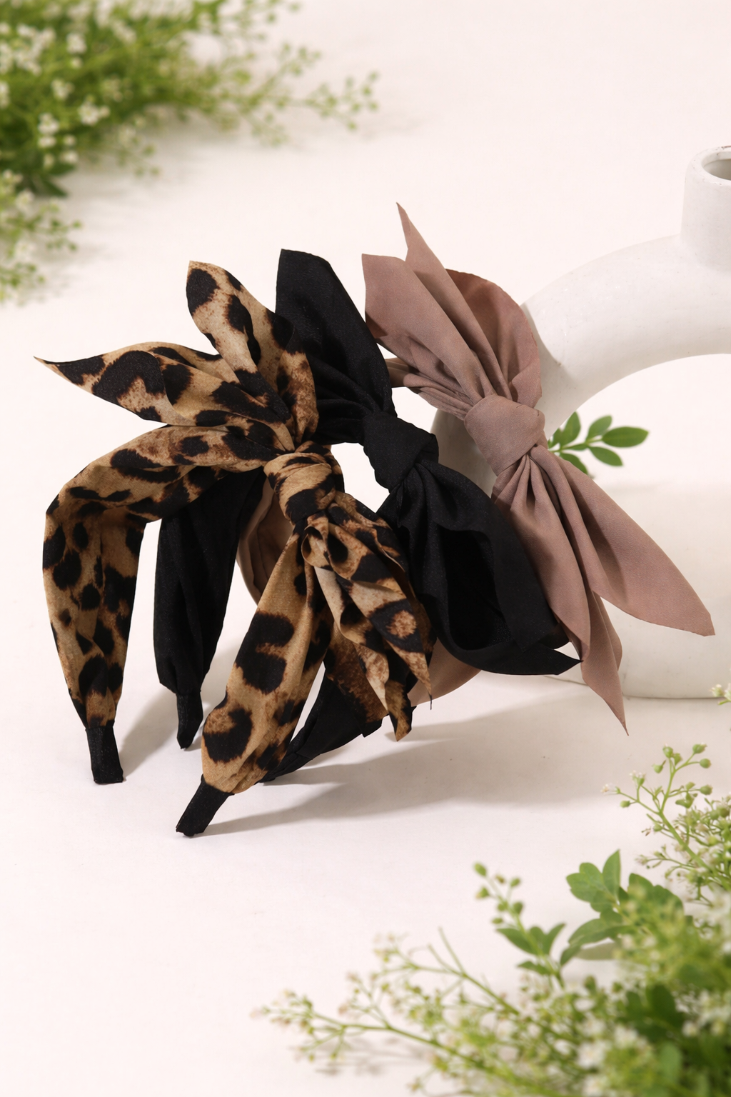 Headband:Luxe Bow Leopard, Black or Mocha