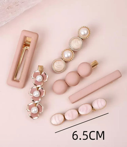 Clips:  Pearl - 6 PC Set in Assorted Colors
