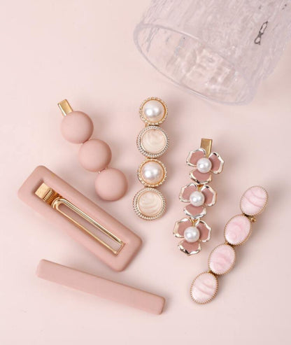 Clips:  Pearl - 6 PC Set in Assorted Colors