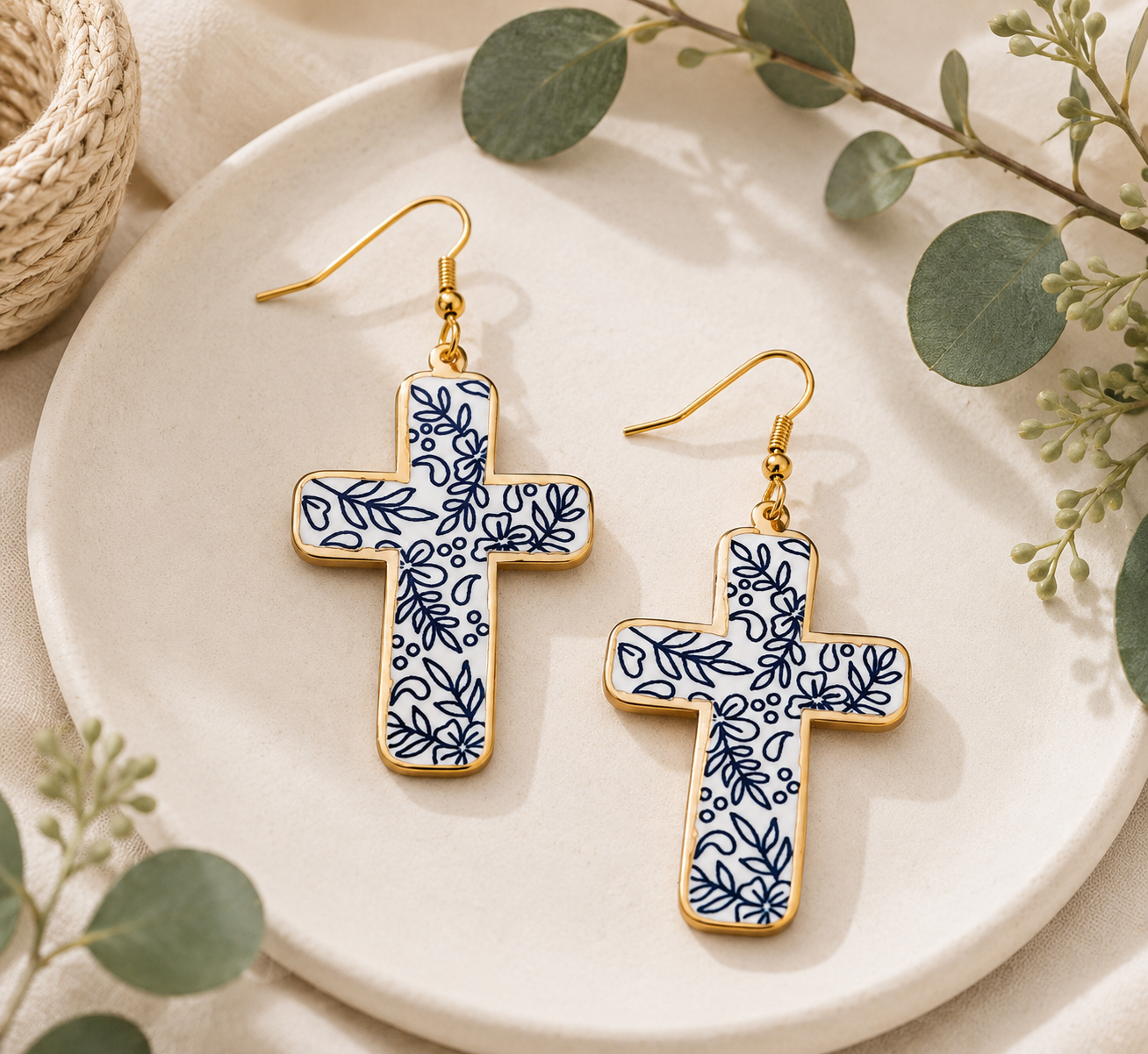 Jewelry:  Let Grace Bloom Cross Earrings