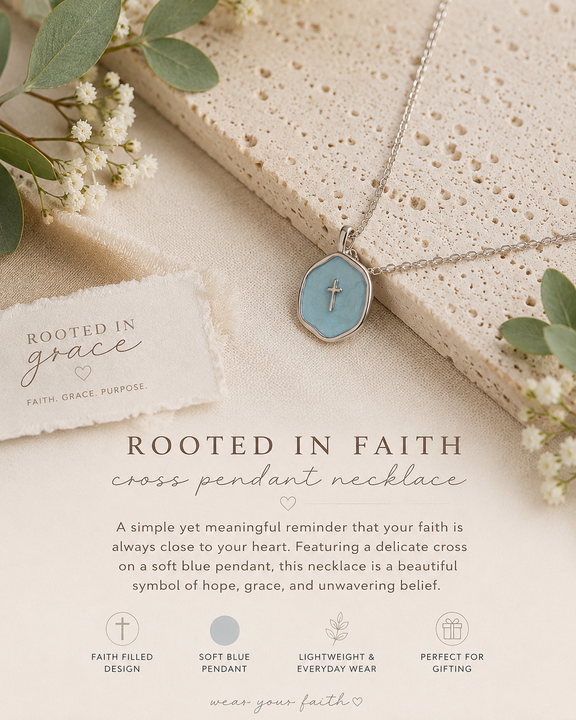 Necklace:  Faithful Grace Pendant and Silver Chain