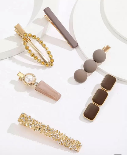 Clips:  Pearl - 6 PC Set in Assorted Colors