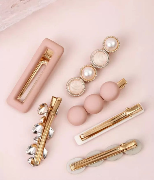 Pearl Hair Clips- 6 PC Set