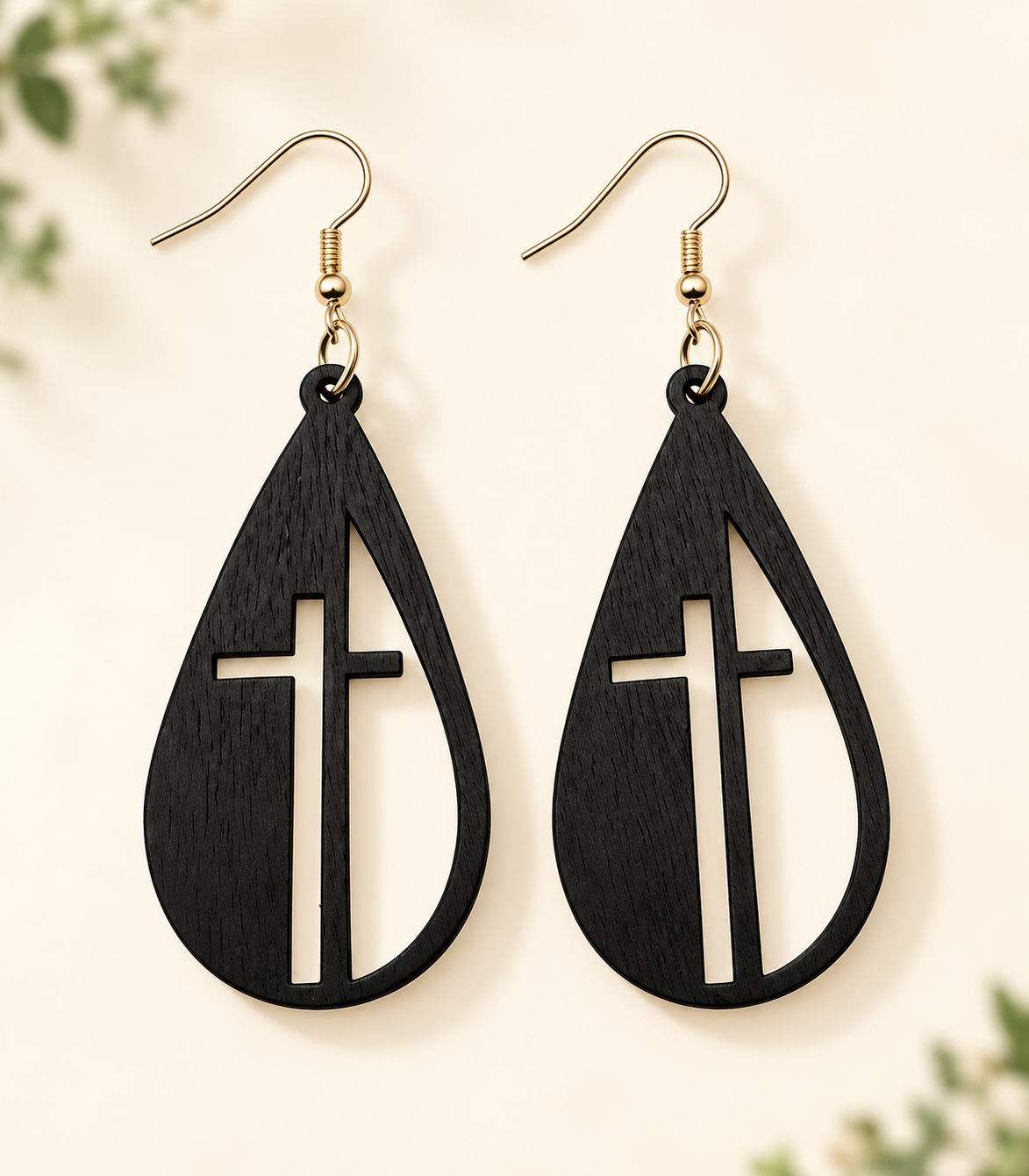 Earring:  Natural Wood Cross