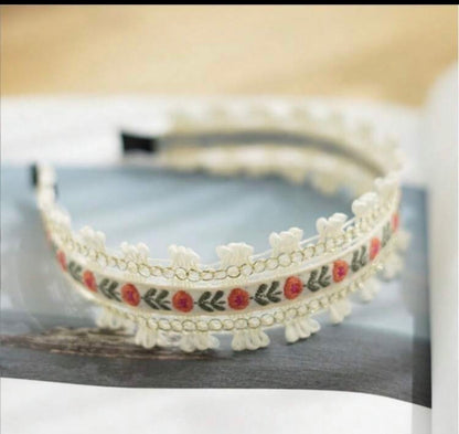 Headband:  Vintage Daisy Embroidered