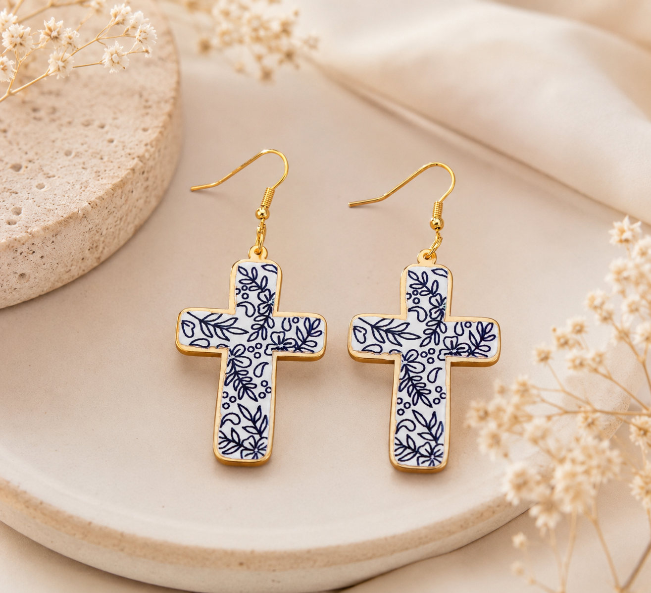 Jewelry:  Let Grace Bloom Cross Earrings
