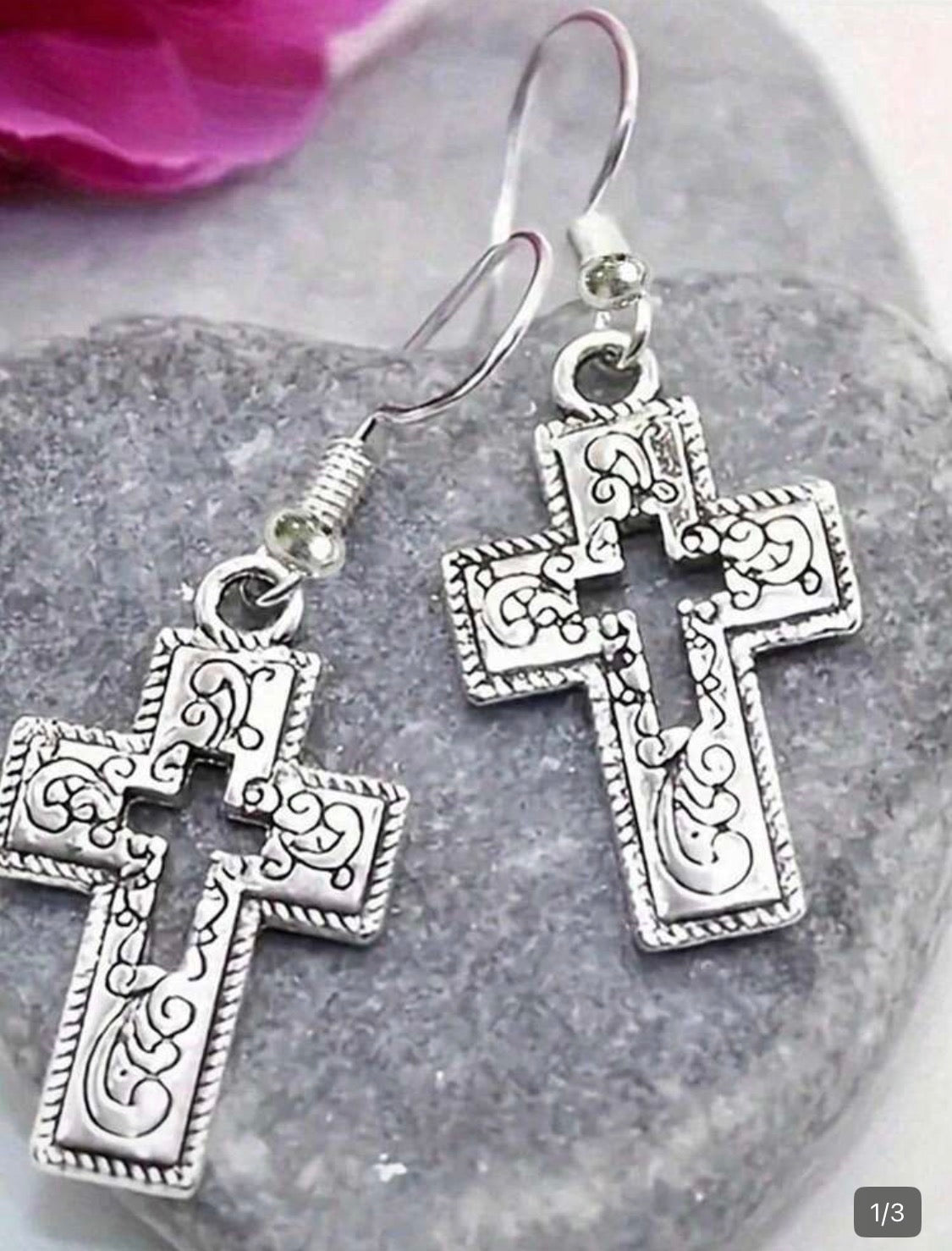 Earrings:  Faithful Filigree Cross