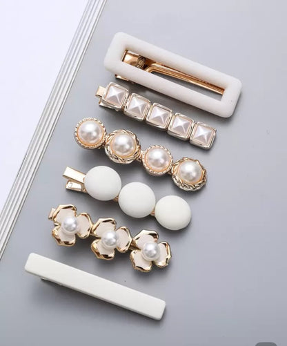 Clips:  Pearl - 6 PC Set in Assorted Colors