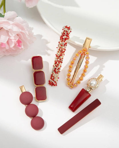 Clips:  Pearl - 6 PC Set in Assorted Colors