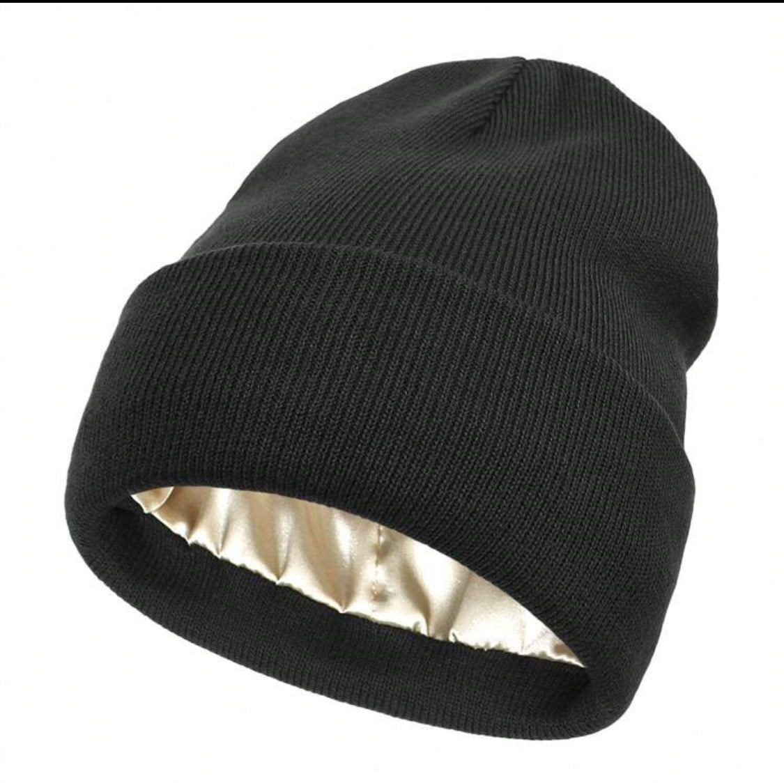 Plain Ribbed Satin-Lined Beanie