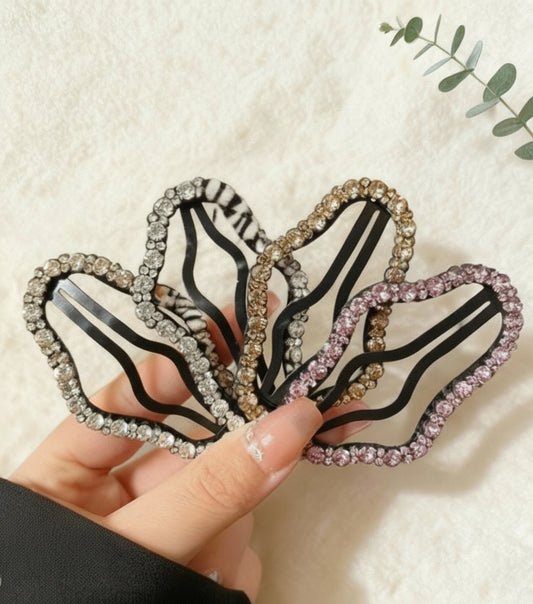 Set of 4 Multicolor Crystal Asymmetrical Hair Clips