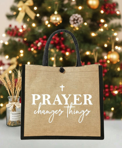 Tote:  Canvas “Prayer Changes Everything”