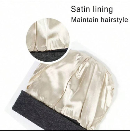 Beanie:  Plain Ribbed Satin-Lined