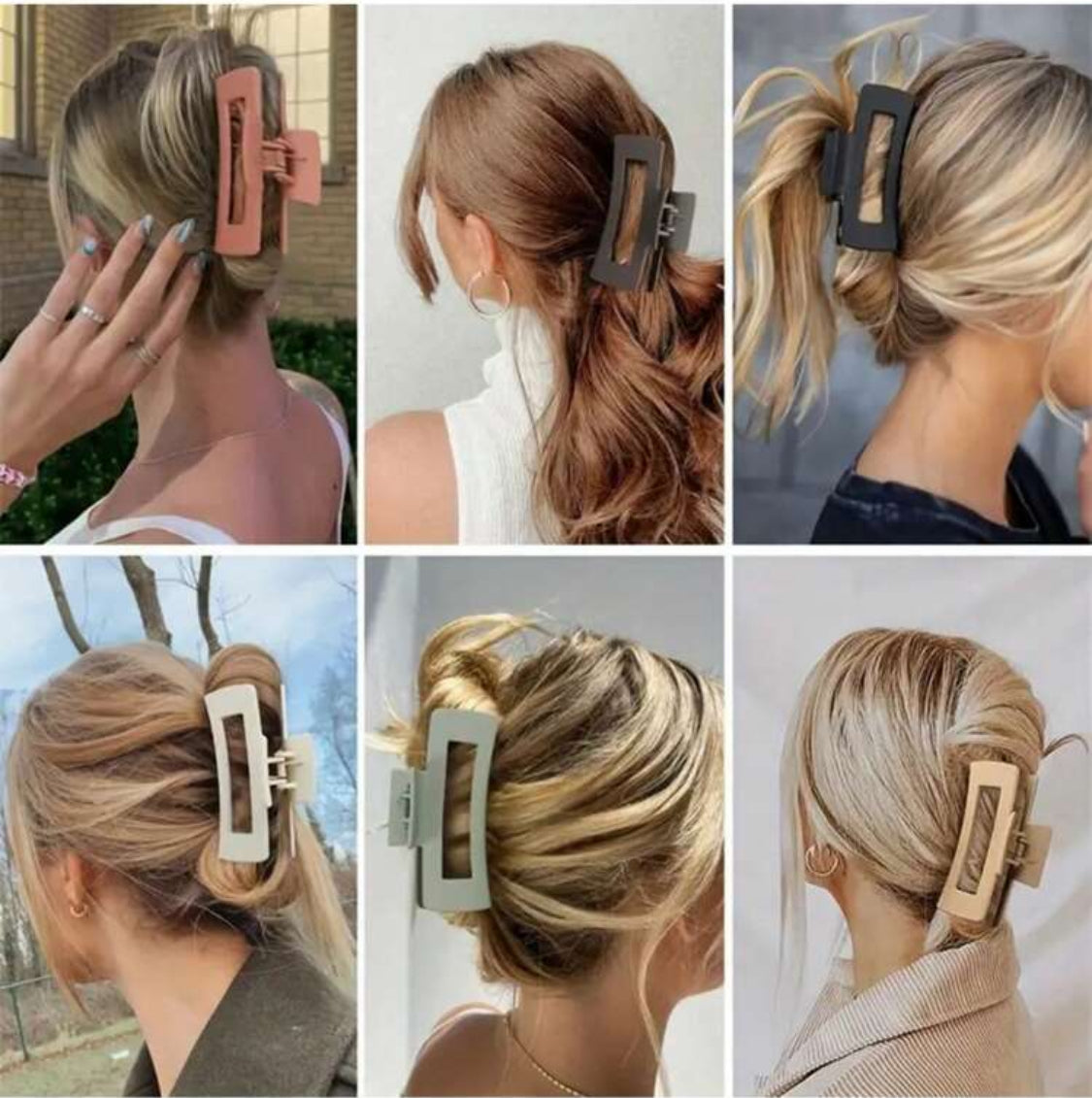 Large Minimalist Square Hair Claw Clip-set of 3