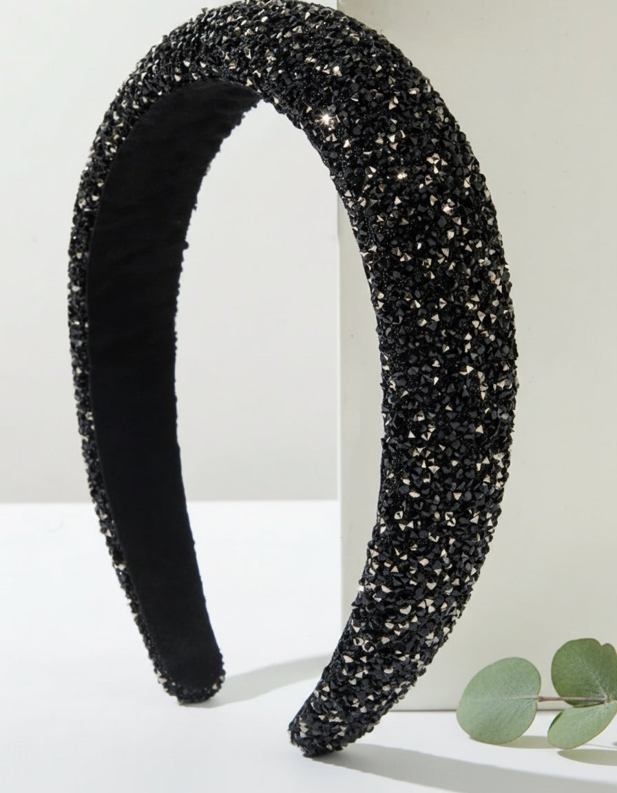 Satin Gemstone Faux Pearl Headband