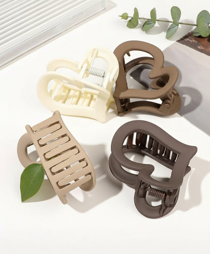 Claw Clips:  Matte Minimalist Heart-Set of5
