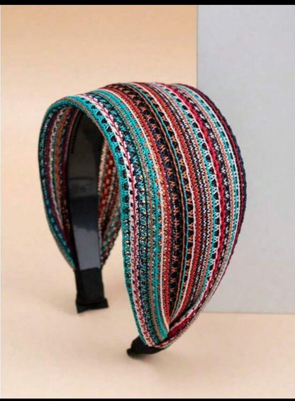 Headband:  Boho Style Wide Linen Headband- Astd Colors