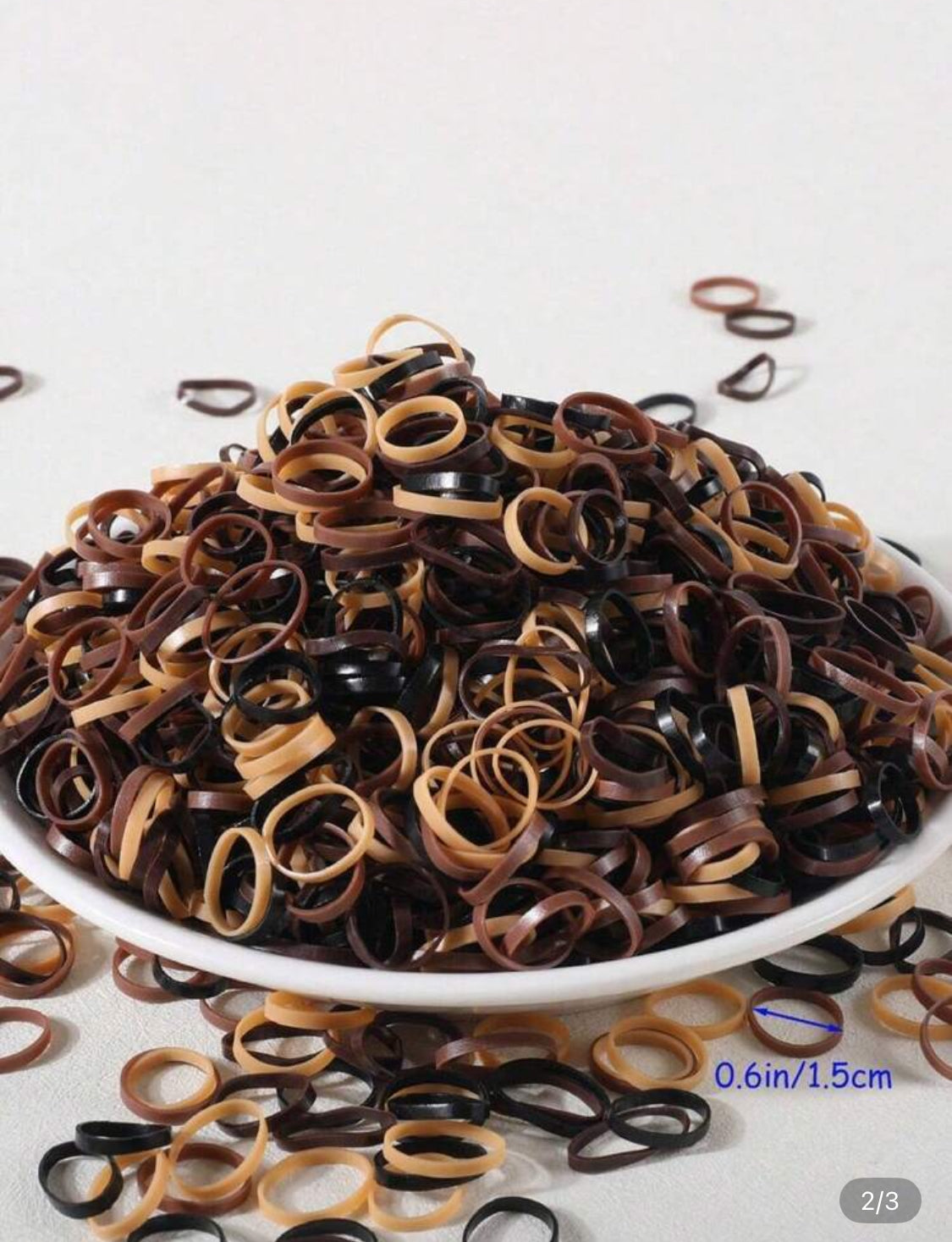 500-Count Small Disposable Hair Bands – Clear & Multi-Color Brown