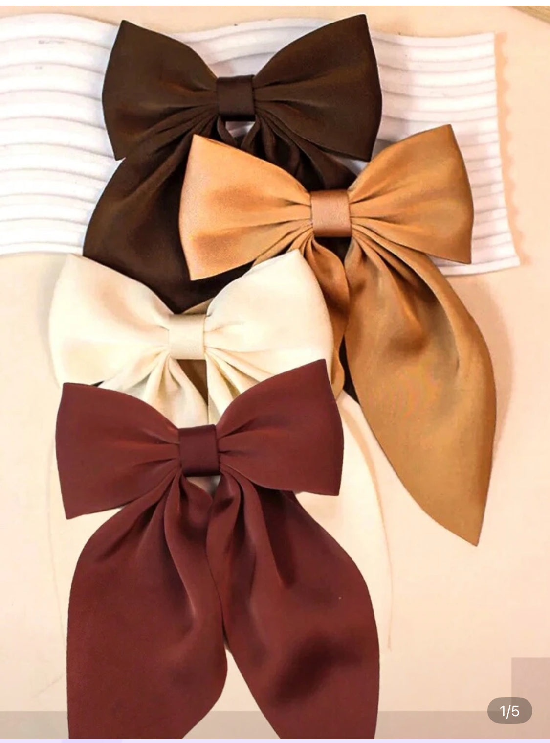 Satin Oversized Bow Barrette- Set of 4