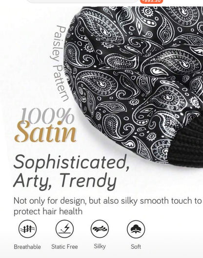 Beanie:  Slouch Style with Paisley Silk Lining