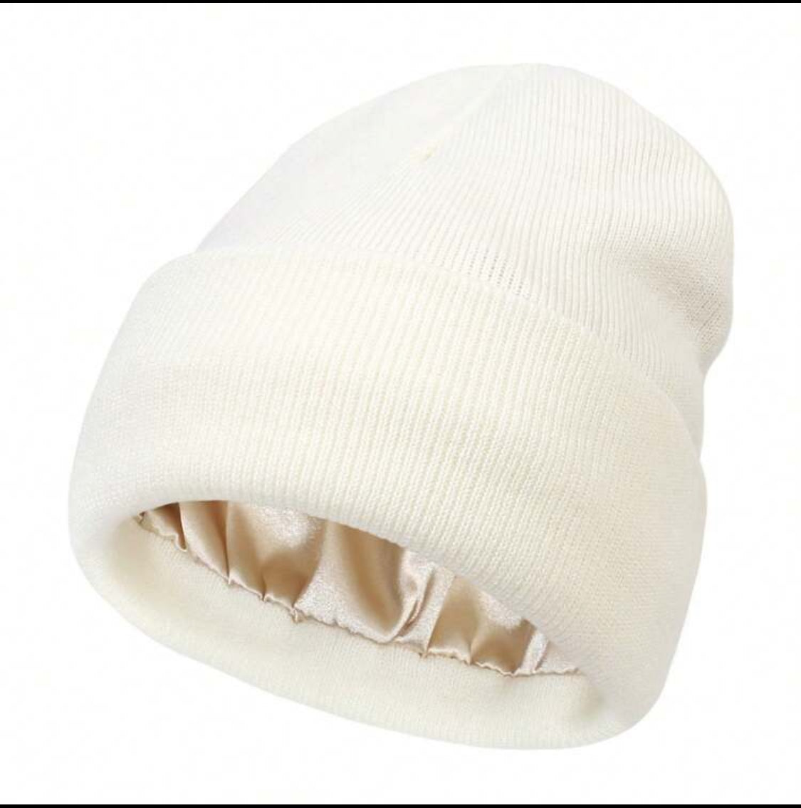 Plain Ribbed Satin-Lined Beanie