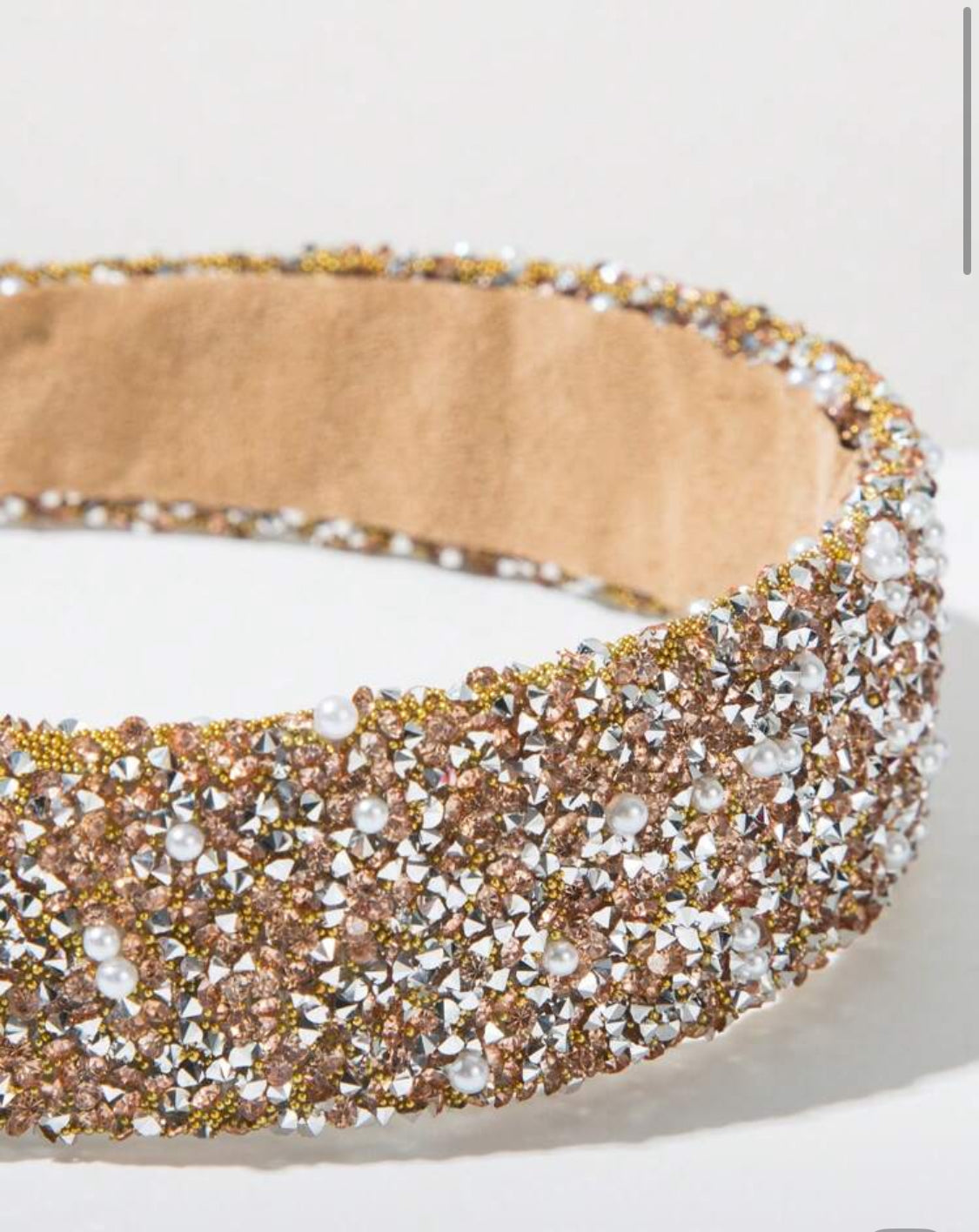 Satin Gemstone Faux Pearl Headband