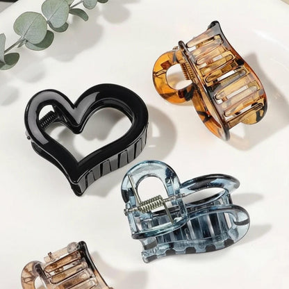 Claw Clips:  Heart Shaped Acrylic Animal Print -Set of 5