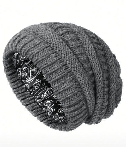 Beanie:  Slouch Style with Paisley Silk Lining