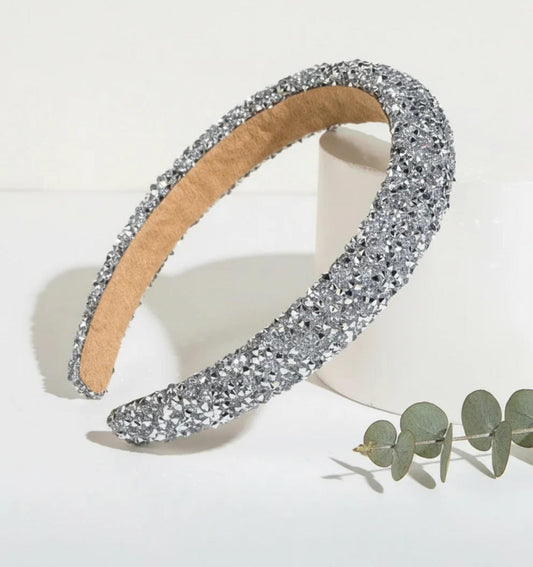 Satin Gemstone Faux Pearl Headband