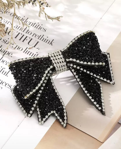 Bow:  Rhinestone Bow Barrette Clip