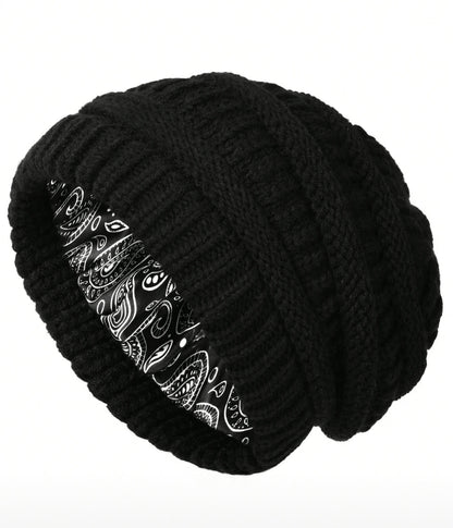 Beanie:  Slouch Style with Paisley Silk Lining