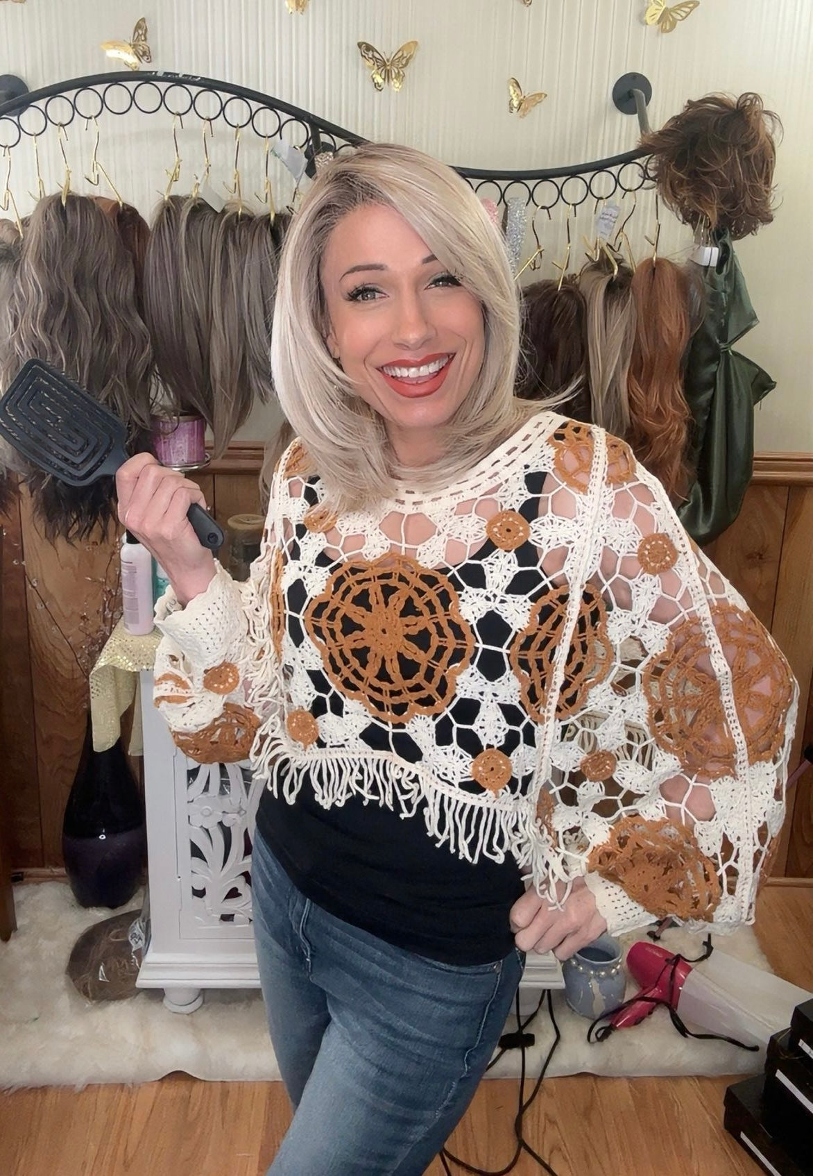 Contrast Crochet Fringe Pullover