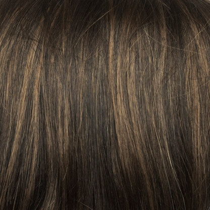 Brown Sable  -  A neutral medium brown base with cool light brown highlights. With face-framing strands, this will brighten any complexion.