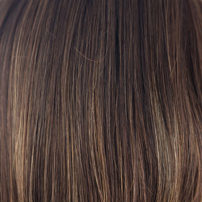 Coffee Latte  -  A Cappucino-base with a mix of warm medium brown and medium golden blond highlights. With strategically placed highlights throughout, the warm toned color will highlight and warm the skin tone.