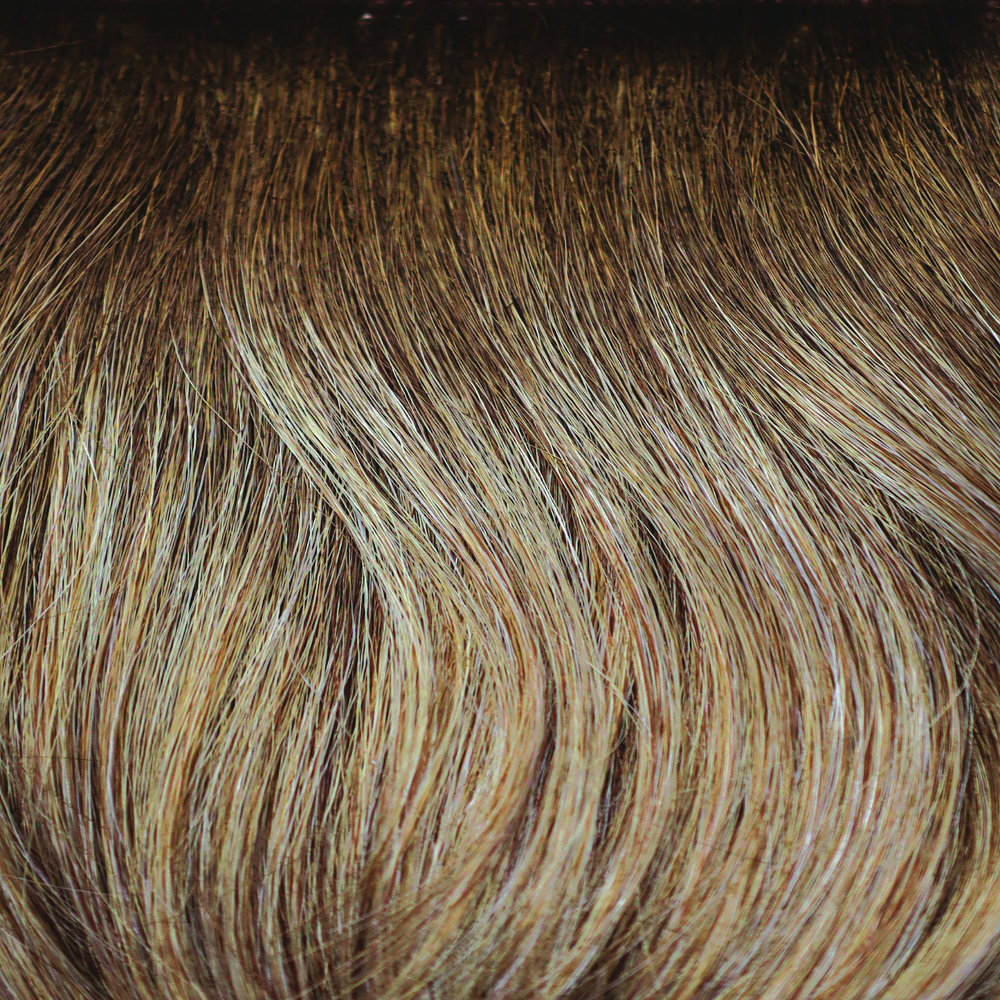 Milk Tea-LR  -  A trendy mixture of warm light brown with a hint of pastel lavender. Medium brown long roots are added to create a vibrant, unique effect.