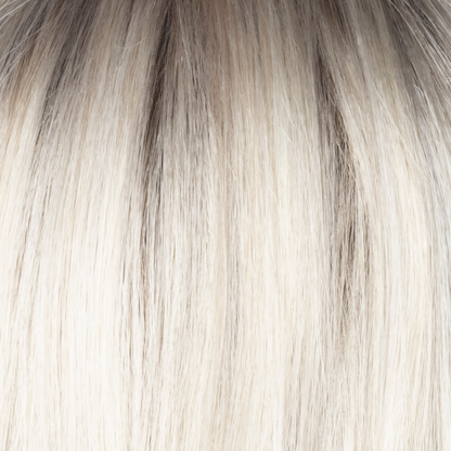 NM Milky Opal-R  -  A real showstopper! A gorgeous, rooted blond with a mid-warm brown root which transcends beautifully into the expertly woven cream and white blonds with a deeper tone running throughout the bottom and has a subtle opal hue.