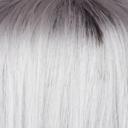 Smoke Ivory  -  A mid cool beige brown root that is softly blended into the sublime finely woven white, platinum, ivory and smoked ivory strands. These then transcend into white tipped ends.