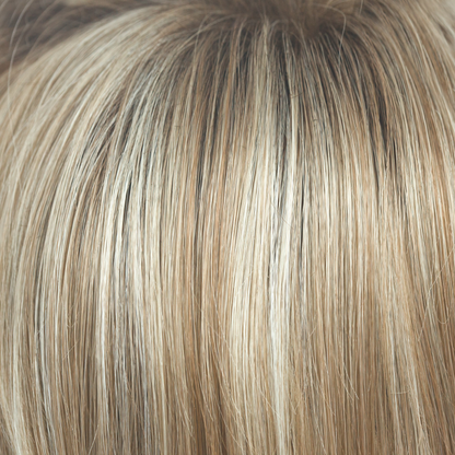 Sugar Cane-R  -  A darkish brown toffee rooted color flowing into a honey blond with burnt toffee, caramelized sugar lowlights and dusty blonde highlights.